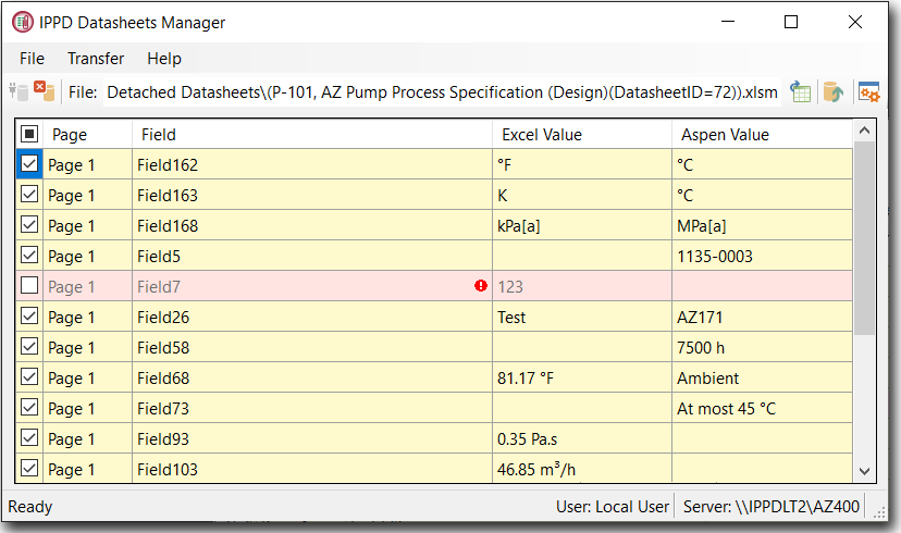 Datasheets Manager Window