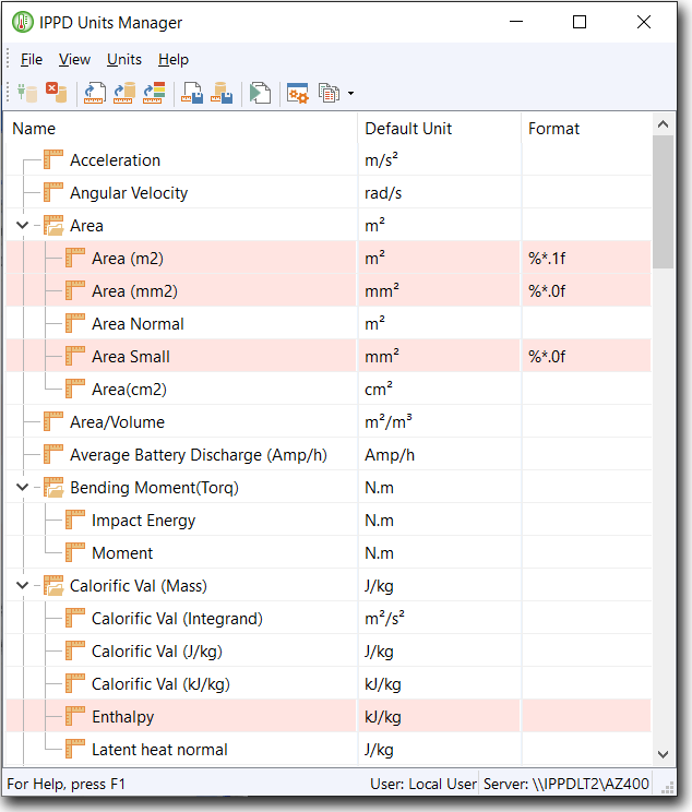 Units Manager Window